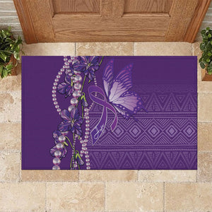 Lupus Awareness Purple Ribbon Butterfly Rubber Doormat Hope