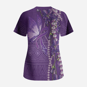 Lupus Awareness Purple Ribbon Butterfly Scrub Top Hope