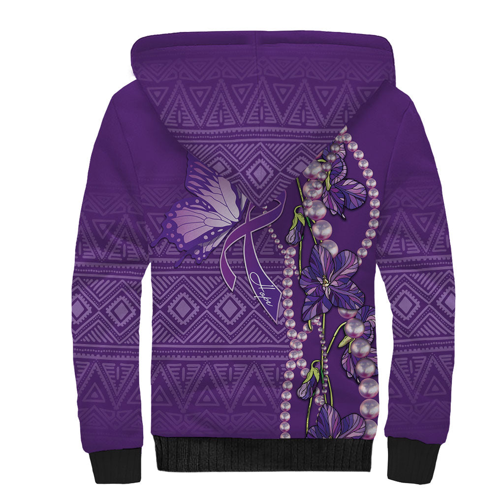 Lupus Awareness Purple Ribbon Butterfly Sherpa Hoodie Hope