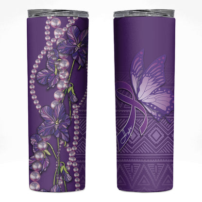 Lupus Awareness Purple Ribbon Butterfly Skinny Tumbler Hope