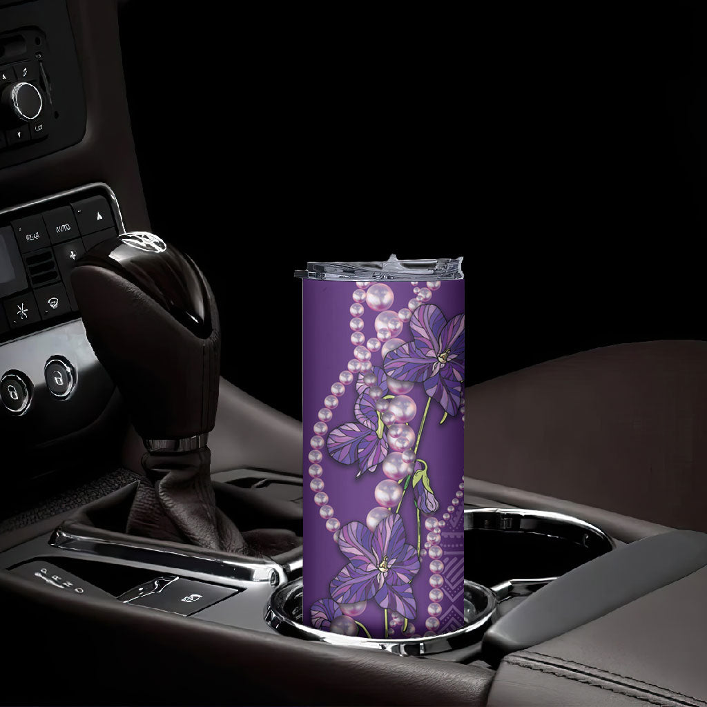 Lupus Awareness Purple Ribbon Butterfly Skinny Tumbler Hope