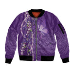 Lupus Awareness Purple Ribbon Butterfly Sleeve Zip Bomber Jacket Hope