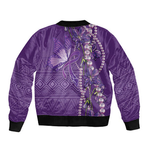 Lupus Awareness Purple Ribbon Butterfly Sleeve Zip Bomber Jacket Hope