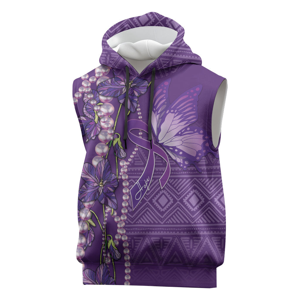 Lupus Awareness Purple Ribbon Butterfly Sleeveless Hoodie Hope