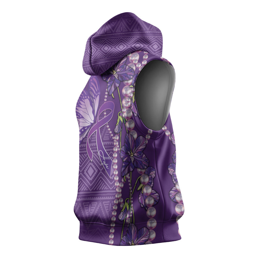 Lupus Awareness Purple Ribbon Butterfly Sleeveless Hoodie Hope