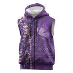 Lupus Awareness Purple Ribbon Butterfly Sleeveless Zip Hoodie Hope