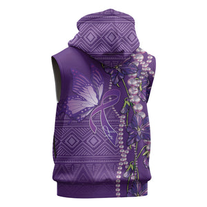 Lupus Awareness Purple Ribbon Butterfly Sleeveless Zip Hoodie Hope