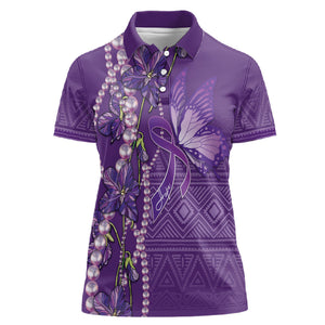 Lupus Awareness Purple Ribbon Butterfly Women Polo Shirt Hope