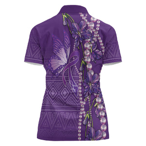 Lupus Awareness Purple Ribbon Butterfly Women Polo Shirt Hope