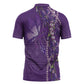 Lupus Awareness Purple Ribbon Butterfly Zipper Polo Shirt Hope