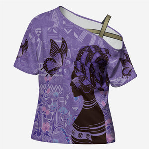 Lupus Awareness Afro Girl - Proud Survivor Cross Shoulder Shirt Ankara Pattern
