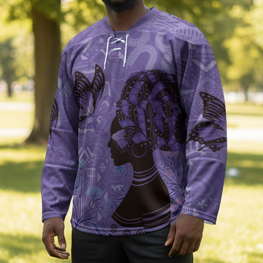 Lupus Awareness Afro Girl - Proud Survivor Hockey Jersey Ankara Pattern