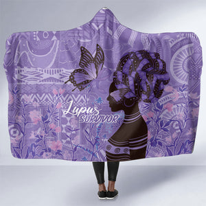 Lupus Awareness Afro Girl - Proud Survivor Hooded Blanket Ankara Pattern