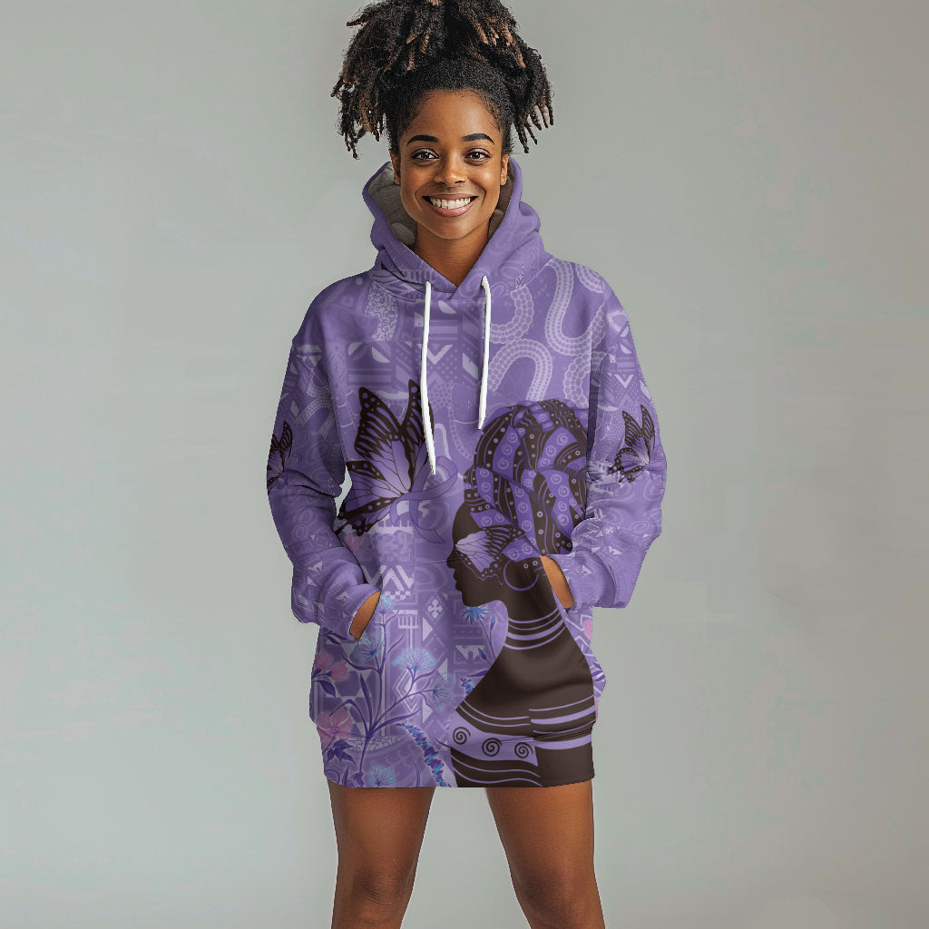Lupus Awareness Afro Girl - Proud Survivor Hoodie Dress Ankara Pattern