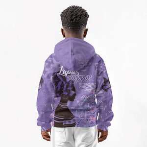 Lupus Awareness Afro Girl - Proud Survivor Kid Hoodie Ankara Pattern