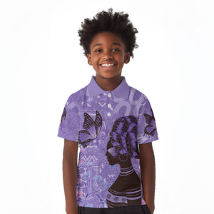Lupus Awareness Afro Girl - Proud Survivor Kid Polo Shirt Ankara Pattern