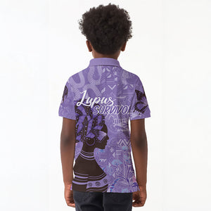 Lupus Awareness Afro Girl - Proud Survivor Kid Polo Shirt Ankara Pattern