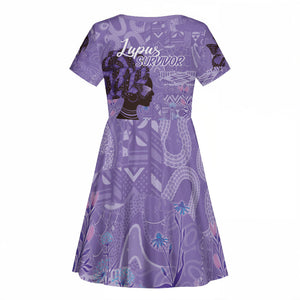 Lupus Awareness Afro Girl - Proud Survivor Kid Short Sleeve Dress Ankara Pattern