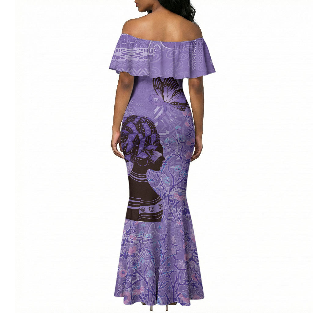 Lupus Awareness Afro Girl - Proud Survivor Mermaid Dress Ankara Pattern