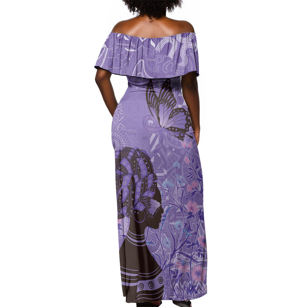 Lupus Awareness Afro Girl - Proud Survivor Off Shoulder Maxi Dress Ankara Pattern