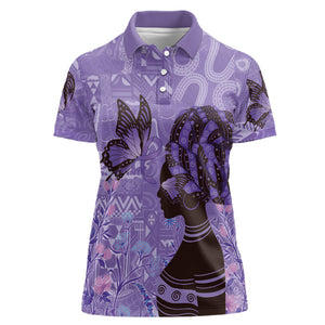Lupus Awareness Afro Girl - Proud Survivor Women Polo Shirt Ankara Pattern