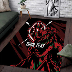 Kenya Personalized Lion Area Rug Stylized Maasai Shield - African Pride
