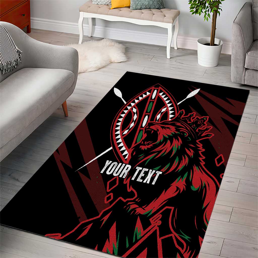 Kenya Personalized Lion Area Rug Stylized Maasai Shield - African Pride
