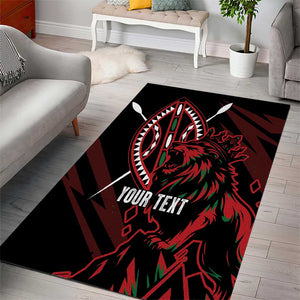 Kenya Personalized Lion Area Rug Stylized Maasai Shield - African Pride