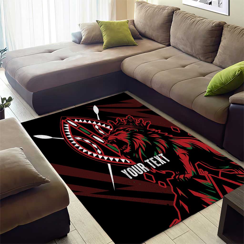 Kenya Personalized Lion Area Rug Stylized Maasai Shield - African Pride