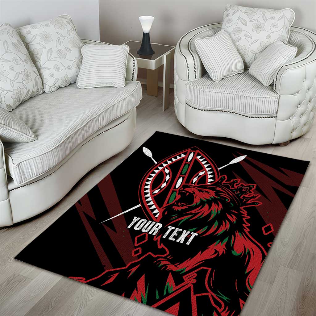 Kenya Personalized Lion Area Rug Stylized Maasai Shield - African Pride