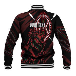 Kenya Personalized Lion Baseball Jacket Stylized Maasai Shield - African Pride