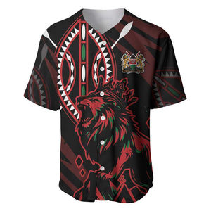 Kenya Personalized Lion Baseball Jersey Stylized Maasai Shield - African Pride
