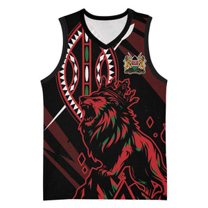 Kenya Personalized Lion Basketball Jersey Stylized Maasai Shield - African Pride