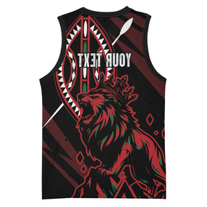 Kenya Personalized Lion Basketball Jersey Stylized Maasai Shield - African Pride