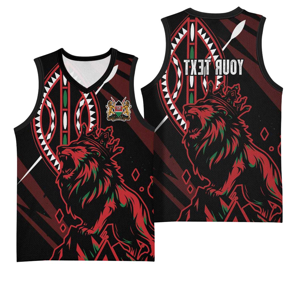 Kenya Personalized Lion Basketball Jersey Stylized Maasai Shield - African Pride