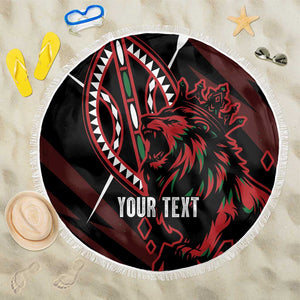 Kenya Personalized Lion Beach Blanket Stylized Maasai Shield - African Pride