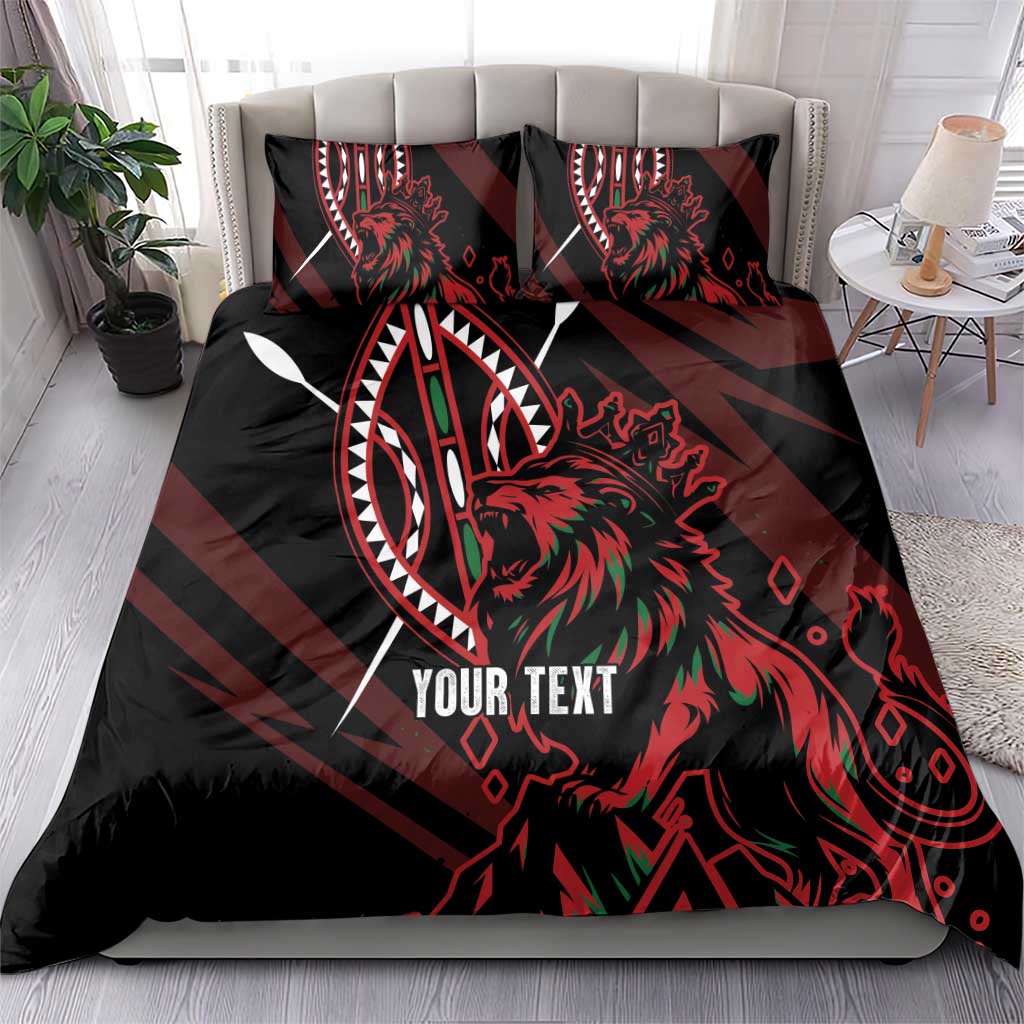 Kenya Personalized Lion Bedding Set Stylized Maasai Shield - African Pride