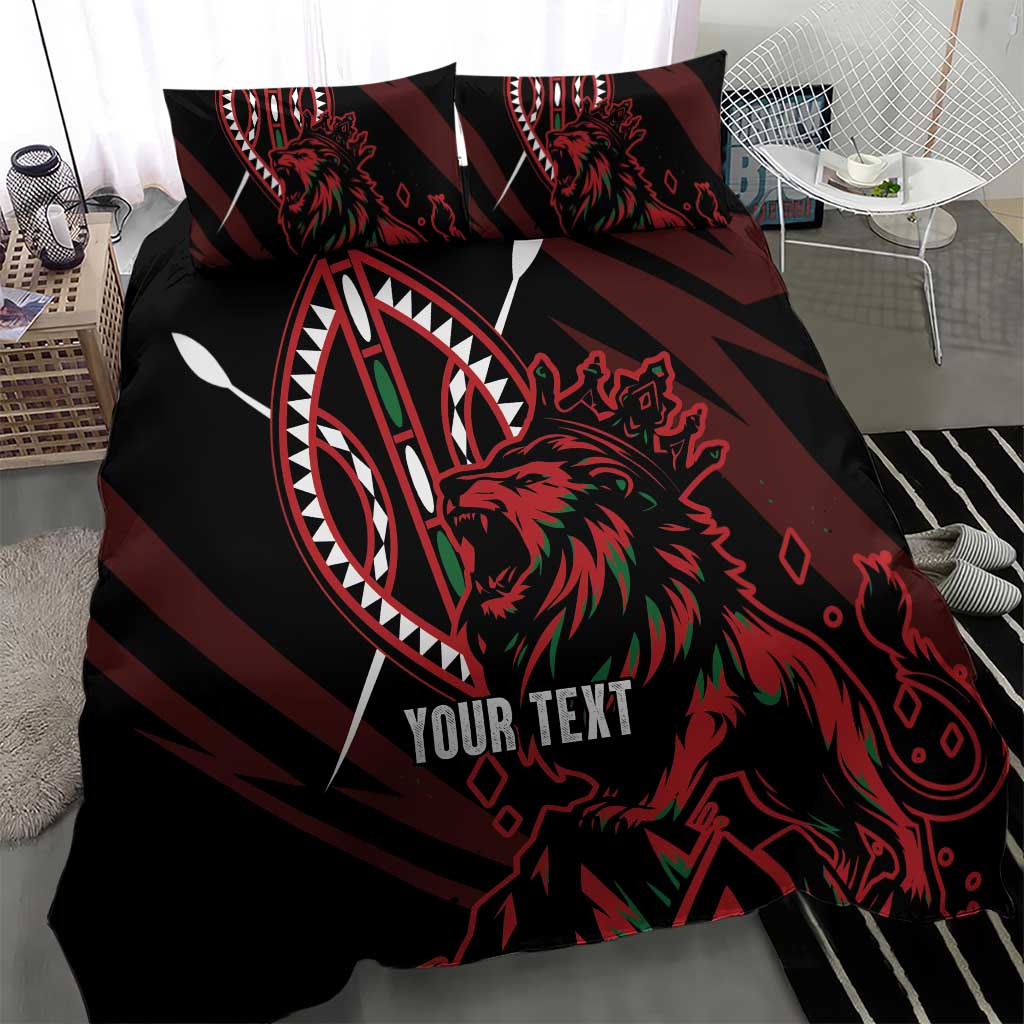Kenya Personalized Lion Bedding Set Stylized Maasai Shield - African Pride