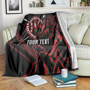Kenya Personalized Lion Blanket Stylized Maasai Shield - African Pride