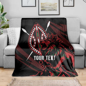 Kenya Personalized Lion Blanket Stylized Maasai Shield - African Pride