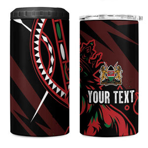 Kenya Personalized Lion 4 in 1 Can Cooler Tumbler Stylized Maasai Shield - African Pride