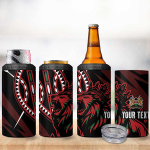 Kenya Personalized Lion 4 in 1 Can Cooler Tumbler Stylized Maasai Shield - African Pride