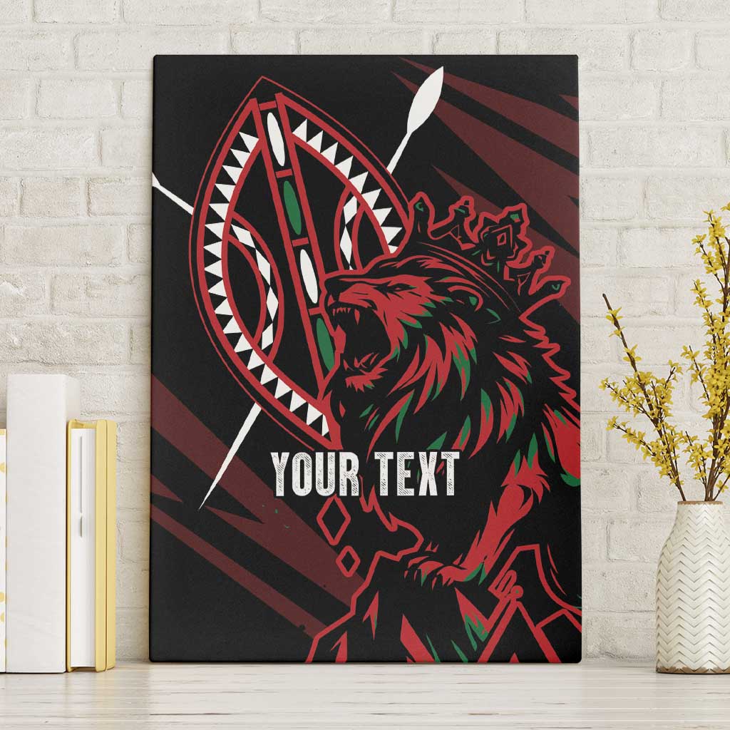 Kenya Personalized Lion Canvas Wall Art Stylized Maasai Shield - African Pride