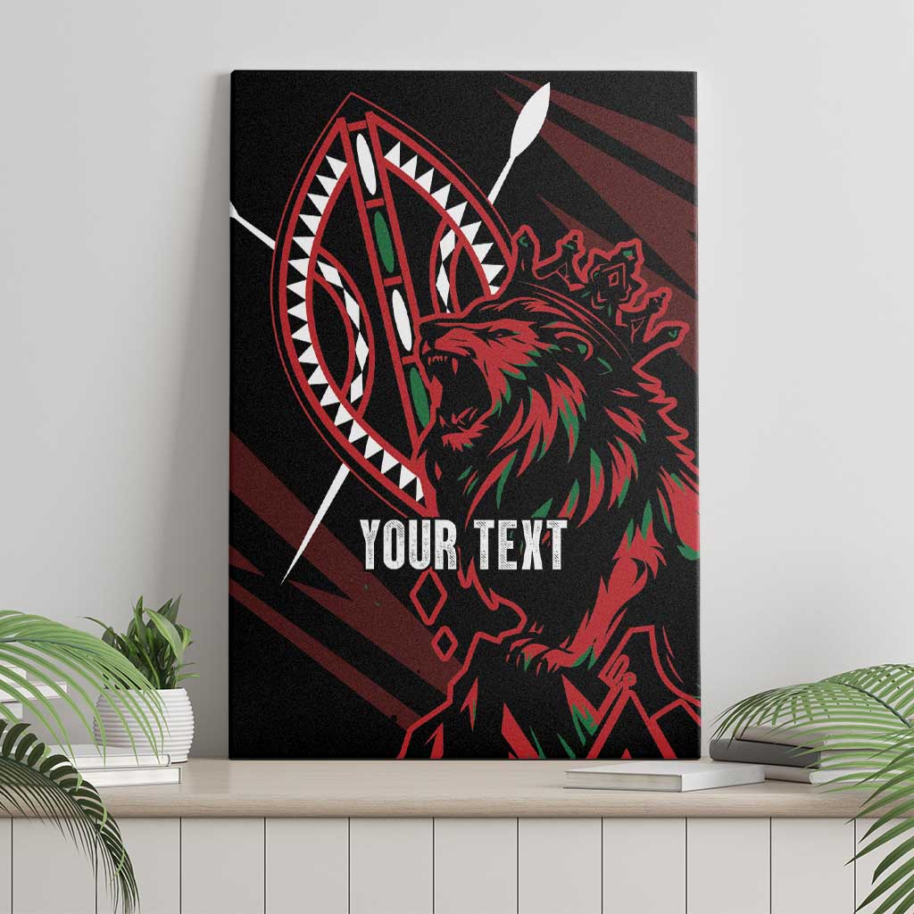 Kenya Personalized Lion Canvas Wall Art Stylized Maasai Shield - African Pride