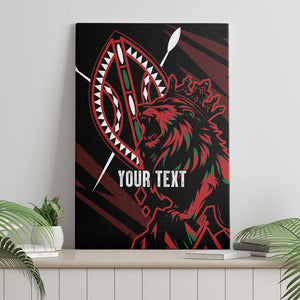 Kenya Personalized Lion Canvas Wall Art Stylized Maasai Shield - African Pride