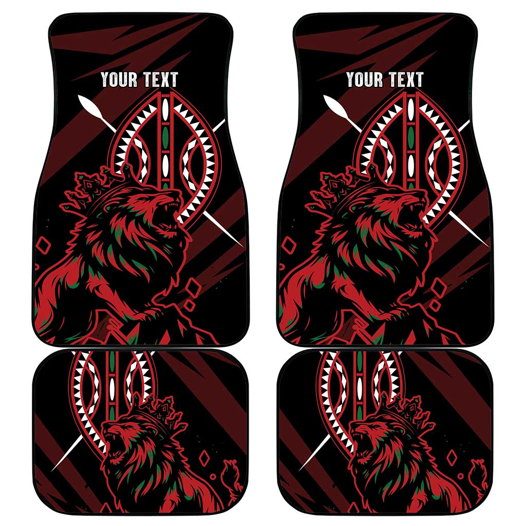 Kenya Personalized Lion Car Mats Stylized Maasai Shield - African Pride