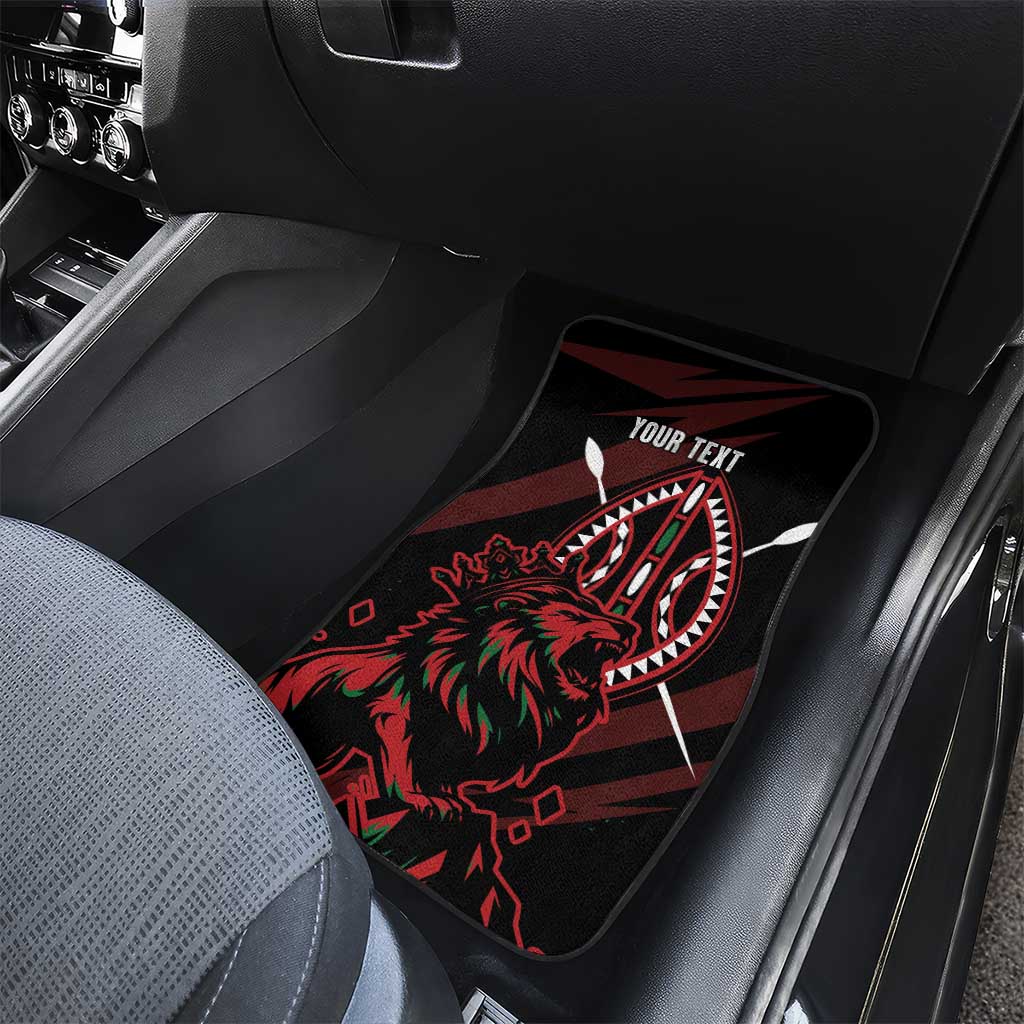 Kenya Personalized Lion Car Mats Stylized Maasai Shield - African Pride