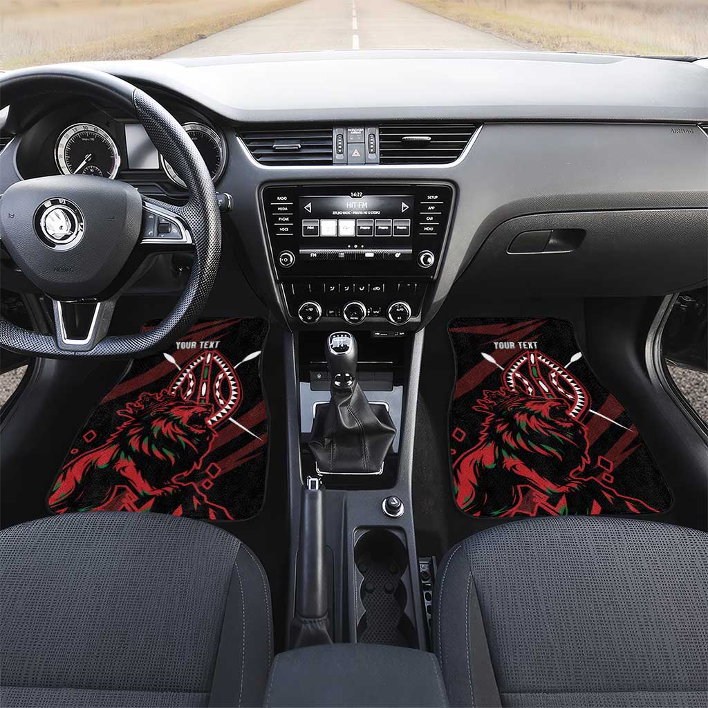 Kenya Personalized Lion Car Mats Stylized Maasai Shield - African Pride