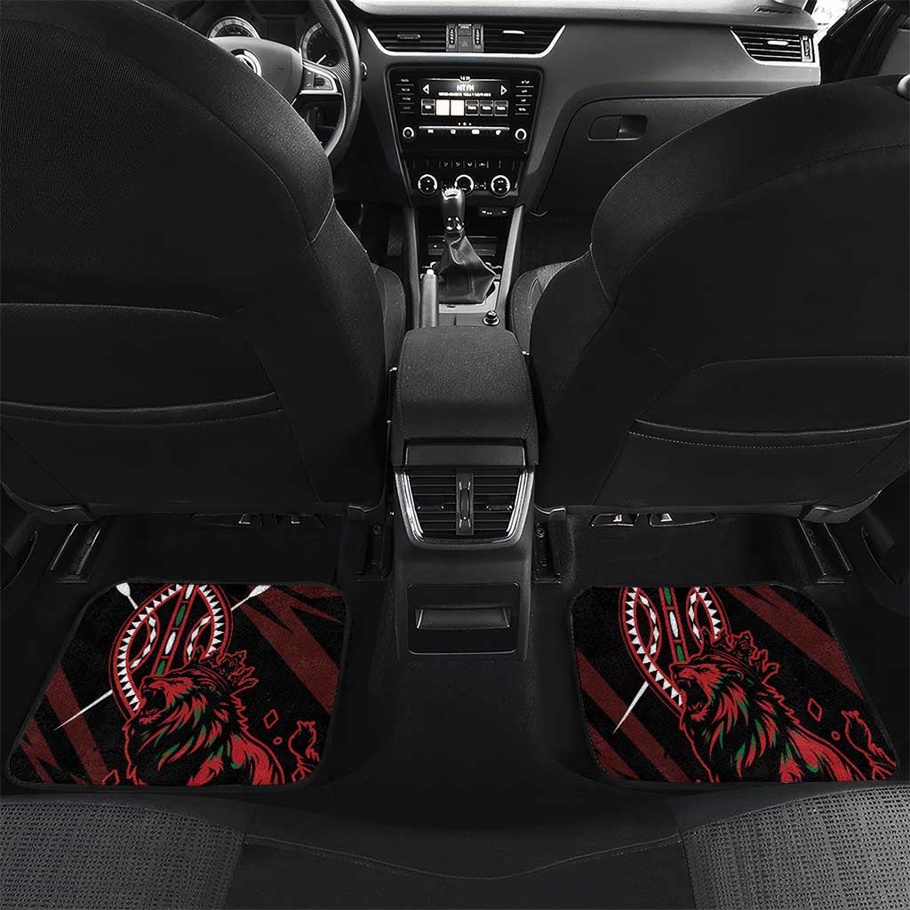 Kenya Personalized Lion Car Mats Stylized Maasai Shield - African Pride