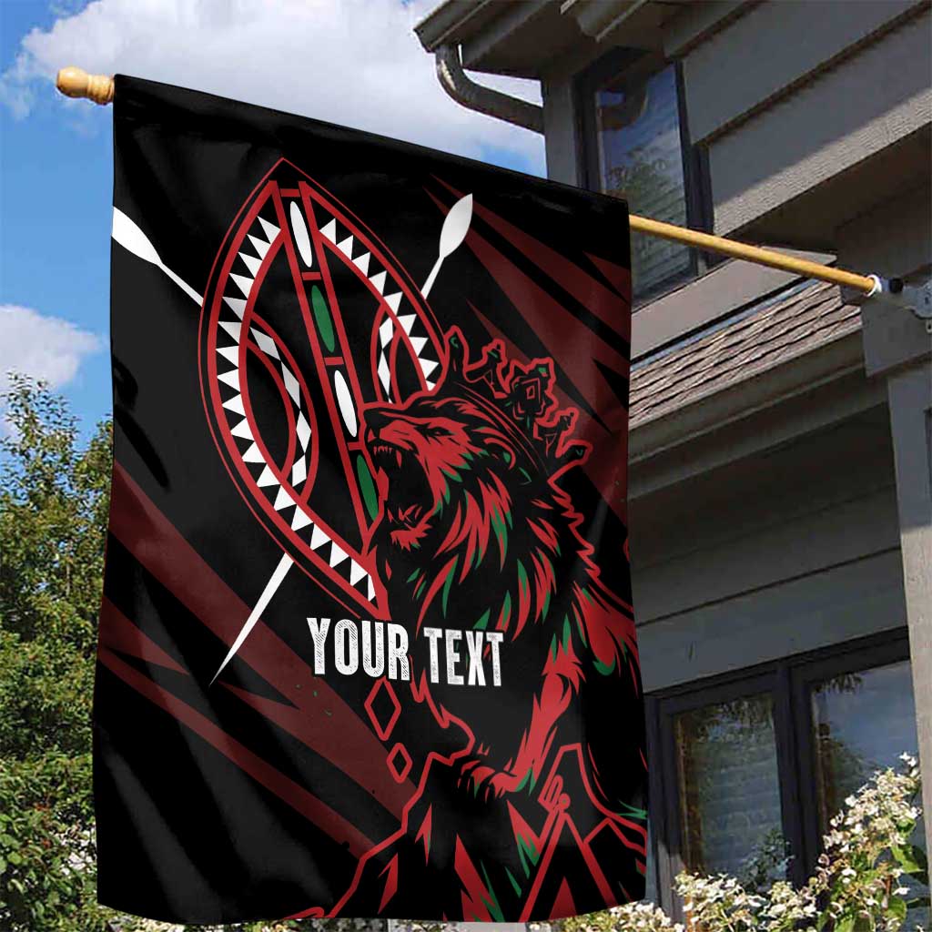 Kenya Personalized Lion Garden Flag Stylized Maasai Shield - African Pride